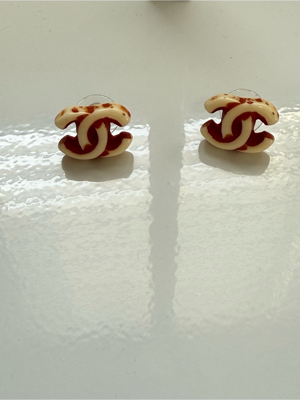 Chanel CC Resin Cream Earrings